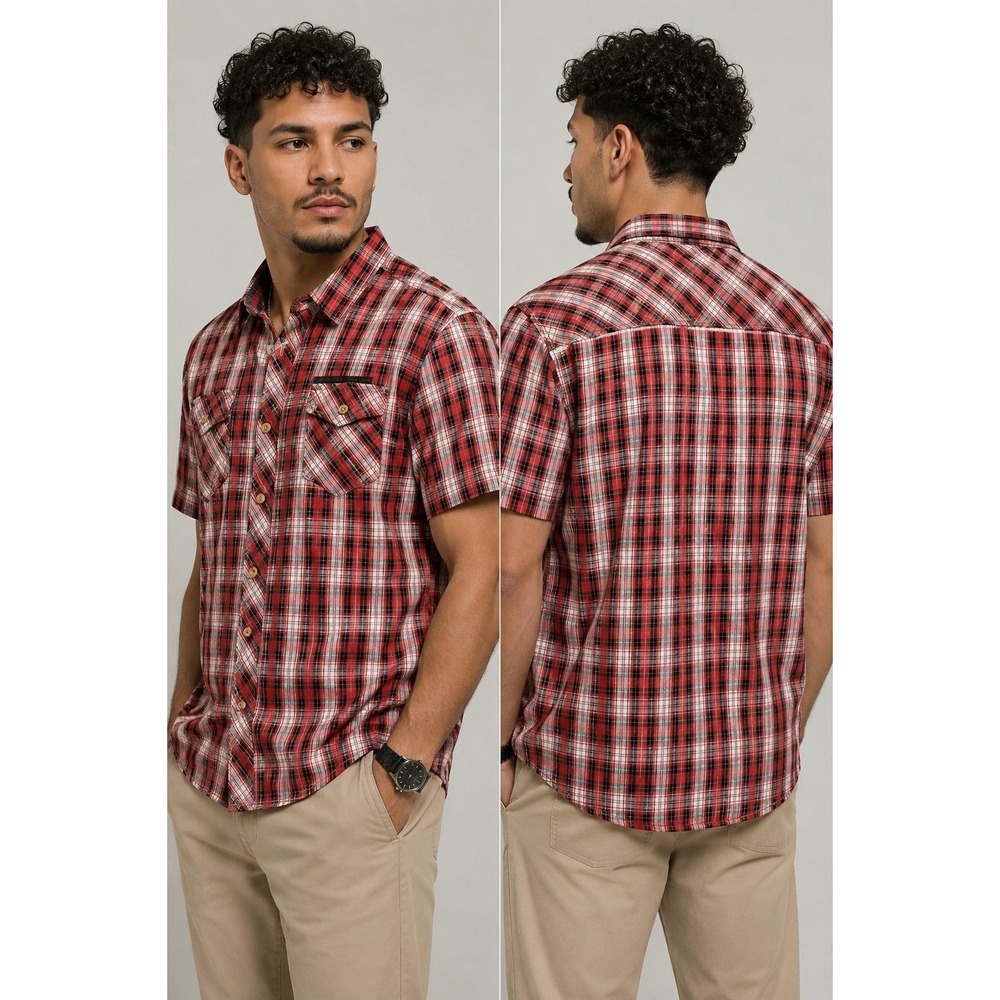 Akoo Born In The Culture Men's L Red Plaid Button‎ Up Shirt Vintage Y2K Hip Hop